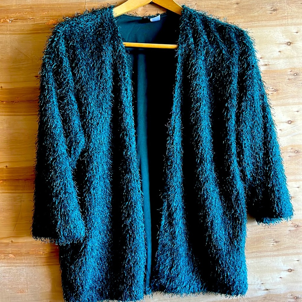 Teal shag cardigan/jacket